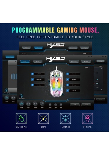 Springsun Hxsj X400 Profesyonel Oyun Faresi - 12800 Dpı, 7 Programlanabilir Tuş, Rgb Aydınlatma, Ergonomik Tasarım 001