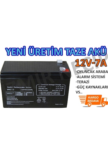 12 Volt 7 Amper Çocuk Oyuncak Araçlar Için Taze Akü