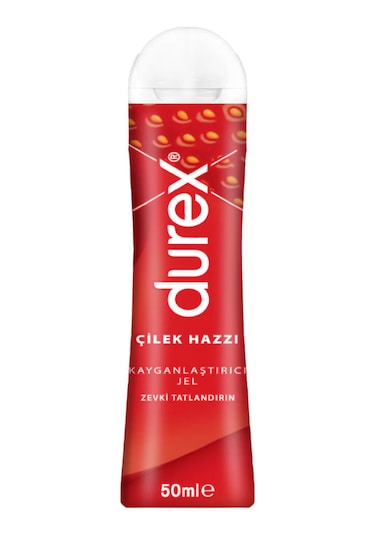 Durex Çilek Hazzı 50 Ml Jel + Kırmızı Deri Şaplak + Hediye