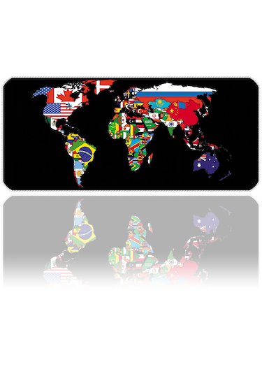 İlyuka Mousepad 70x30cm Büyük Boy Xl Mp537030 World Map Flags
