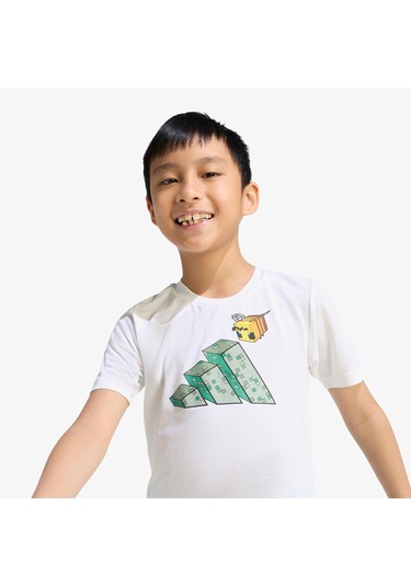 Adidas Minecraft Çocuk Beyaz Şort Takım Jz3533 Çok Renkli