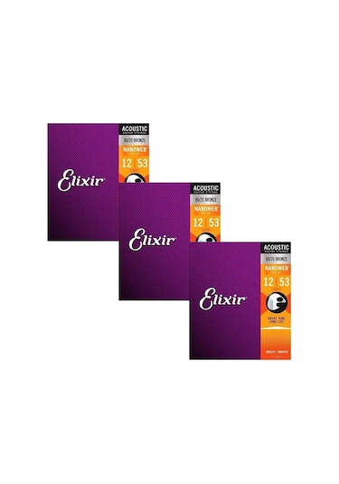 3 Takım Elixir Nanoweb Elektro Gitar Telleri Bariton Akustik Gitar Telleri 11002 11027 11052 16002 16027 16052 12002 12052 Kırmızı 22.5 24.5 17.9mm