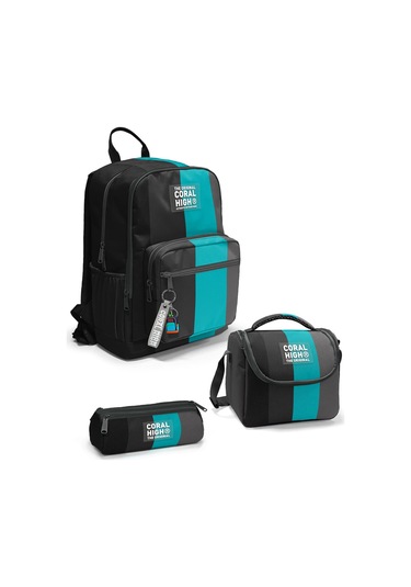 Coral High Renkli Çizgili 3 Lü Okul Çanta Seti Set0123696 Lacivert - Turkuaz