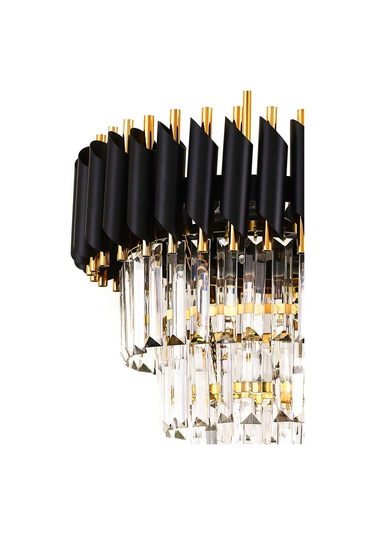 Palmira 35'lik Kristal Taşlı Lüks Avize - Siyah - Gold Siyah