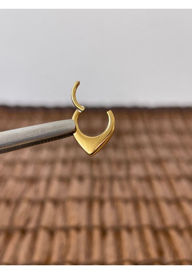 316 L Cerrahi Çelik Anti Alerjik V Model 8 Mm X 1.2mm Altın Kilitli Halka Piercing Gold
