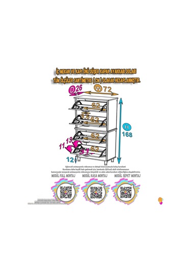 Modilayn Umay' 2 Li Kapı Önü 72 X 168x 25,5 Cm Lik 4 Düşer Kapak 8 Göz Bölmeli Ayakkabılık Beyaz-antrasit Modilayn Umay' 2 Li Kapı Önü 72 X 168x 25,5 Cm Lik 4 Düşer Kapak 8 Göz Bölmeli Ayakkabılık Beyaz-antrasit