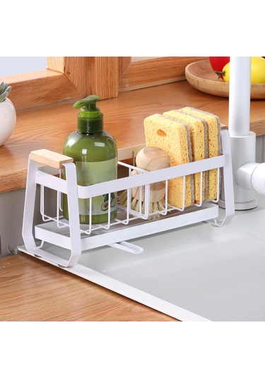 Homyl Mutfak Lavabosu Için Süngerlik Karbon Çelik Lavabo Rafı Beyaz