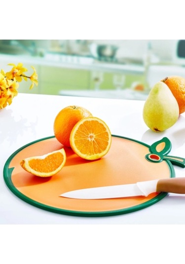 Portakal Figürlü Kaydırmaz Kesme Tahtası Doğrama Panosu Renkli