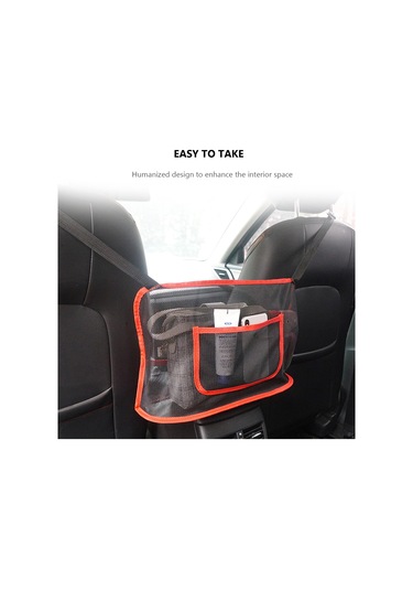 Shineyee Araba Koltuk Arası Açık Kumaş Depolama Çantası - Kırmızı/siyah Kenar, Katlanabilir, 41x26x11.5cm