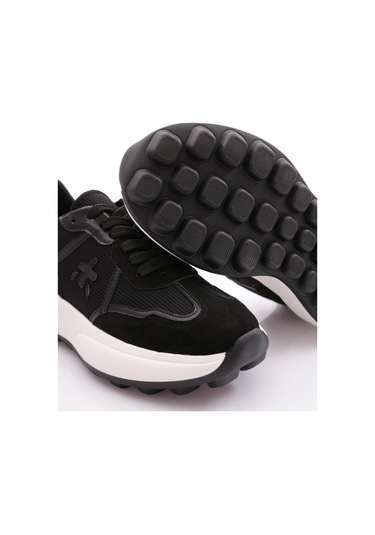 Dgn Brt2427 Kadin Bağcikli Kalin Tabanli Sneaker Ayakkabi Siyah