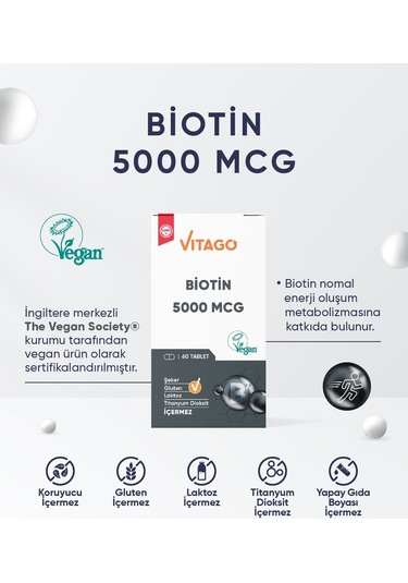Vitago Premium Biotin 5000 Mcg 60 Tablet