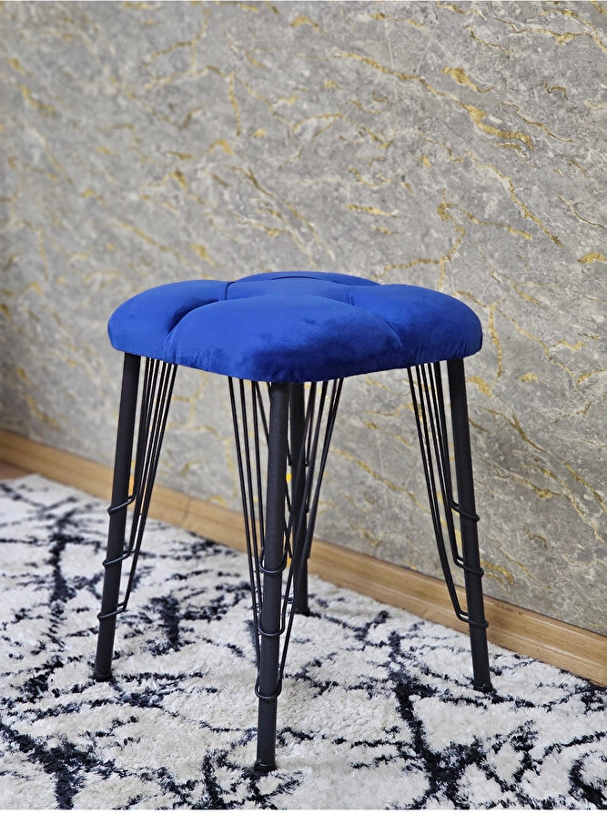 Kare Siyah Boyalı Telli Ayaklı Tabure - Oturak - Bar Taburesi - A Çok Renkli