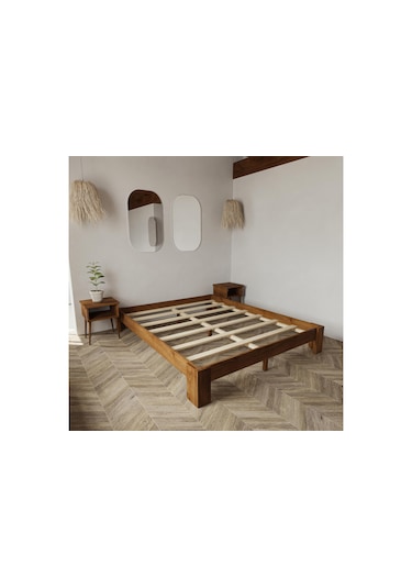 Soft Model Ceviz Renk Çam Ahşap Karyola-15 100 x 200