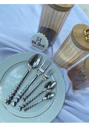 Çatal Kaşık Seti 60 Parça 12 Kişilik 18/0 Kalite Kalpli Model