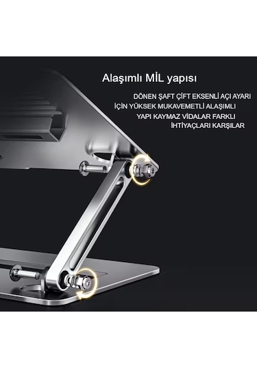 Çelik Düz Model Katlanır Laptop Standı Dizüstü Bilgisayar Tablet
