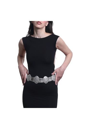 Labalaba Kadın Antik Gümüş Kaplama Etnik Motifli Tasarım Bohem Kemer Gümüş