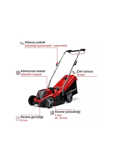 Einhell GE-CM 18/33 Li - Solo Akülü Çim Biçme Makinesi - 3413266