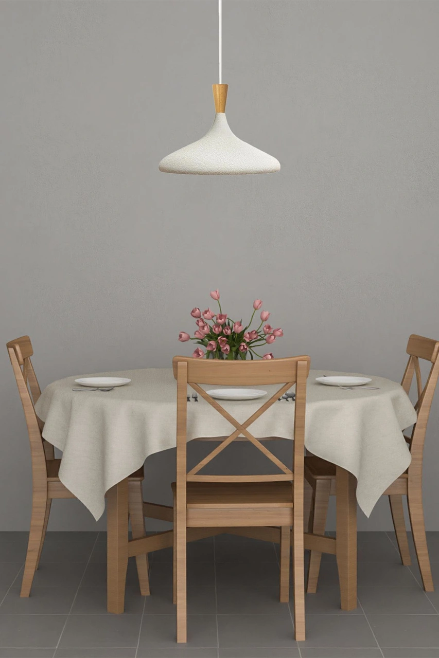 Champion Dokulu Açık Krem Ahşap Huni Tekli Avize Sarkıt Salon Mutfak Cafe Butik Aydınlatma Avize Dokulu Açık Krem