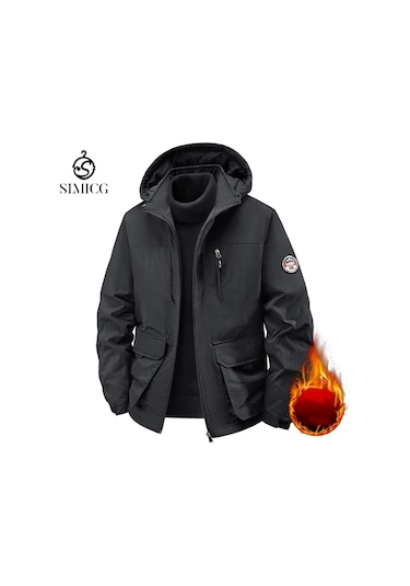 İş Giyim Su Geçirmez Naylon Rüzgarlık, Meikeduo Açık Hava Sporları Polar Astarlı Bisiklet Ceketi Siyah