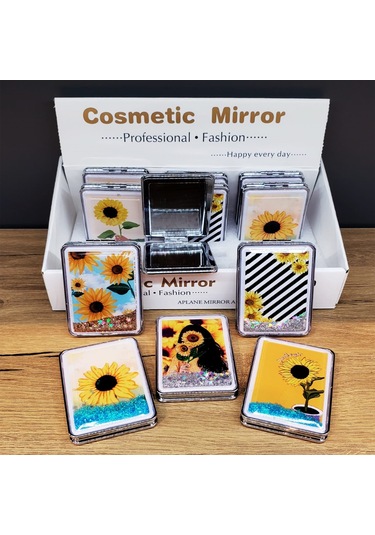 Simli Kapaklı Cep Aynası Renksiz