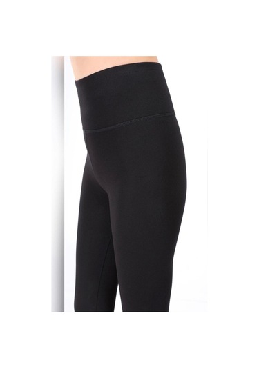 Incebelli Kadın Siyah Geniş Kemerli Çelik Örme Taytsiyahm Siyah