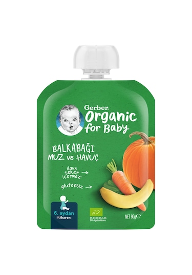 Gerber Organik Muzlu ve Havuçlu Balkabağı Püresi 90 G