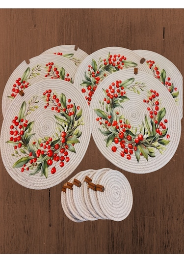 Gri 6 Kişilik 12 Parça Amerikan Servis, Hasır Supla Takımı, Tabak Gri