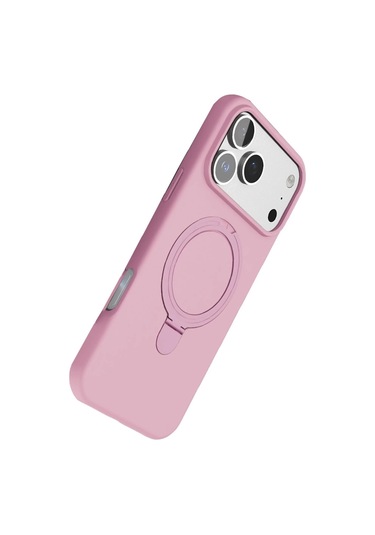 Özel Apple I Phone 17 Pro Regal Magsafe Standlı Kapak - Açık Pembe Fırsat