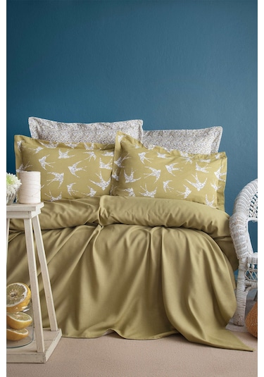 Apricitas Home Freely Olive Çift Kişilik %60 Bambu %40 Pamuk Pike Takımı Yeşil