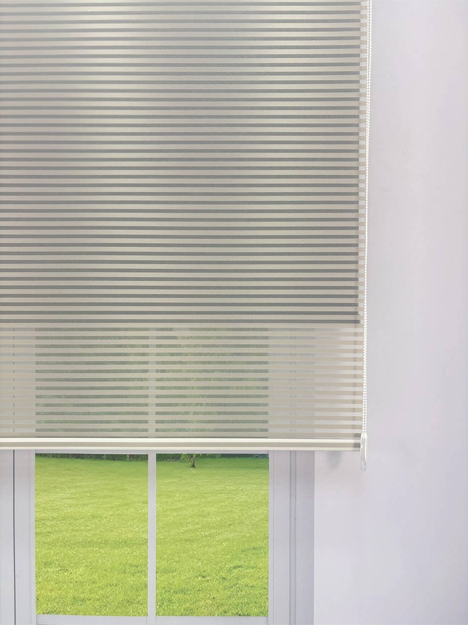 Luna Serisi Açık Gri Tül Siyah Stor Perde Işık Kontrollü, Çift Mekanizmalı, Kolay Montaj Siyah