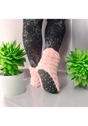 Ortopedik Yumuşacık Kışlık Peluş Hafif Taban Ev Botu,pandufu 001