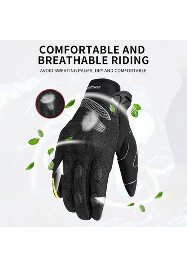 Fortunelane Bsddp Rh-a0131 Siyah Xxl Motor Güvenlik Eldiveni: Kaymaz, Dokunmatik Ekran, Darbe Emici Ve Reflektif Tasarım - Mevsim