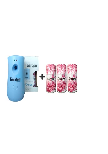 Garden Oda Kokusu Freshmatik, Otomatik Sprey Makine + Bubble Gum Yedek Sprey 260 Ml Air Freshener Bubble Gum Bahar Kokuları Parfüm Spreyi 260 Ml X 3 Adet Bubblegum