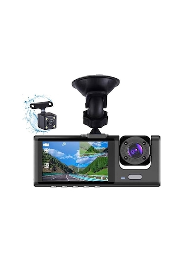 Tongxida 1080p Dvr Dash Kamera Araç Araba Ön & İç & Arka Kamera Sürüş Kaydedici 2 İnç Ekran Dash Kam