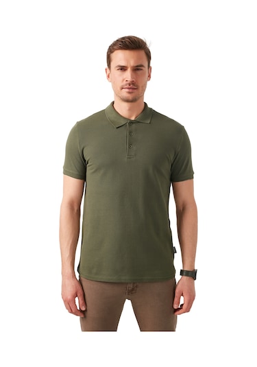Buratti Pamuklu Regular Fit Düğmeli Erkek Polo Yaka T Shirt 5902127 Haki