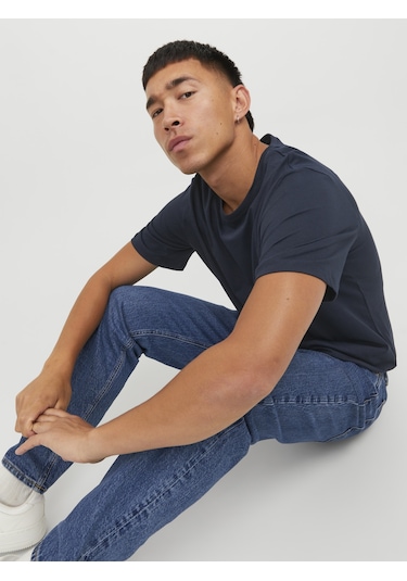 Jack & Jones Erkek Bisiklet Yaka Basic Tişört - Organic Navy Blazer