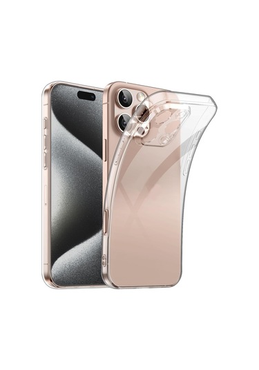 İphone Uyumlu 16 Pro Max Kılıf Kamera Korumalı Silikon Şeffaf Arka Kapak Şeffaf