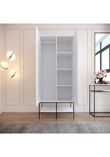 Pasific Home Martin 2 Kapaklı Gardırop Elbise Dolabı Parlak Beyaz