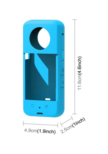Wezone Insta360 X3 Panoramik Kamera İçin Mavi Silikon Koruma Kılıfı Lens Kapağı İçerir