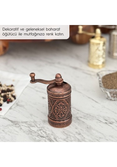 Bakır Renk Zamak Karabiber El Değirmeni Öğütücü Grinder 8 Cm Bakır