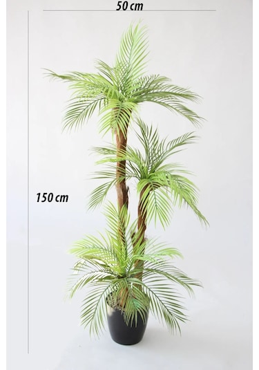 Yapay Palmiye Ağacı 3 Gövdeli 27 Yaprak 150 Cm Saksılı