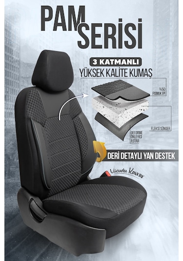 Pam Serisi Oto Koltuk Kılıfı Siyah
