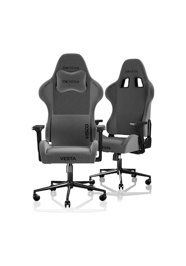 Exvega Vesta 2024 Serisi Gri Kumaş Profesyonel Gaming Oyuncu Koltuğu