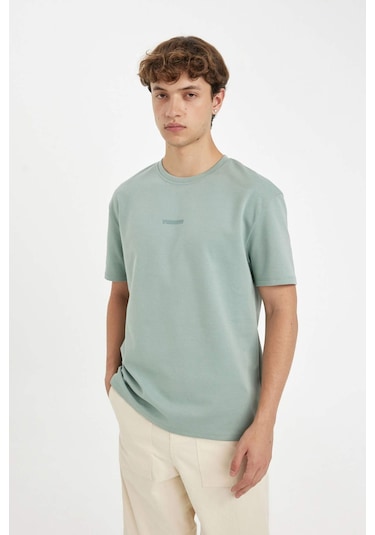 DeFacto Regular Fit Bisiklet Yaka Baskılı Ağır Kumaş Kısa Kollu Tişört C6139AX24AUGR488