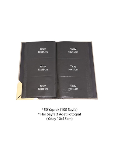 Rabsev 10x15cm 300 Fotoğraf Kapasiteli Lüks Koton Fotoğraf Albümü RSWPP46300-V