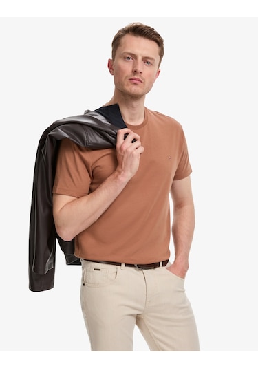 Pierre Cardin Erkek Açık Kahverengi Tişört Basic 50325307-vr002