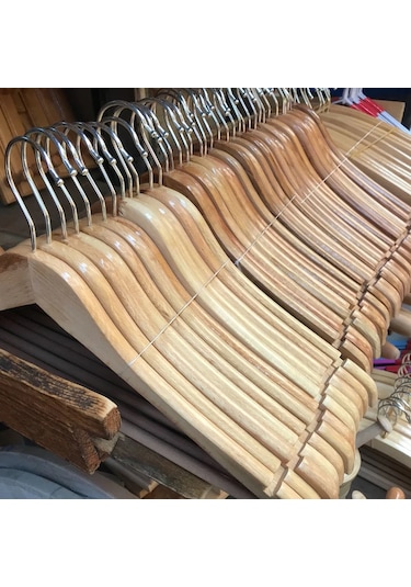 Ahşap Askı Kıyafet Ve Elbise Askısı 6-12-24-48-96 Adet  24 Kahverengi