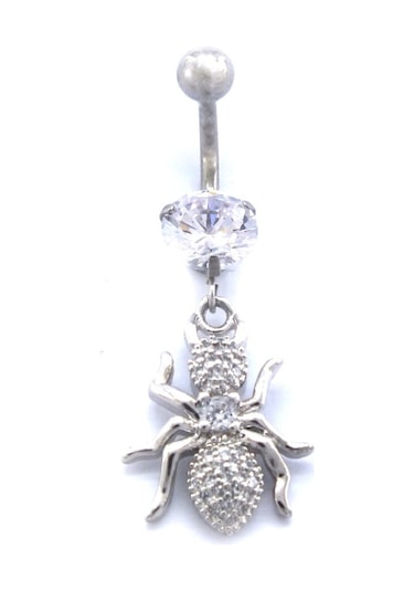 Ferizz 316l Çelik Zirkon Taşlı Karınca Piercing Prc-120 Gümüş