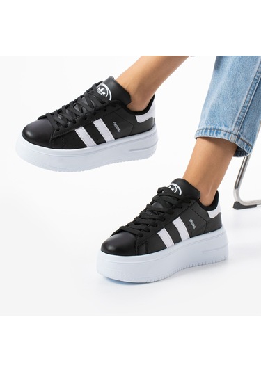 Devida Beyaz-Siyah Kadın Yüksek Taban Günlük Spor Ayakkabı