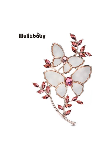 Wuli & Bebek Beyaz Kelebek Broş Kadınlar Için Unisex 3-color Güzel Kalmak Multicolor Çok Renkli